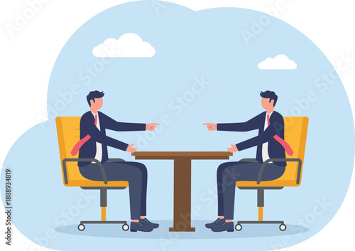 Corporate Boardroom Meeting Concept with Professionals Sitting at Large Executive Table