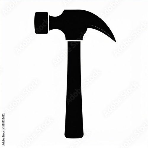 Black silhouette of a claw hammer tool on a textured white background studio shot