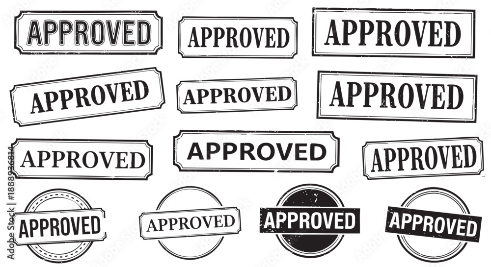 Fototapeta premium Collection of multiple approved stamps and seals for official use