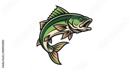 Illustration of a Jumping Bass Fish.