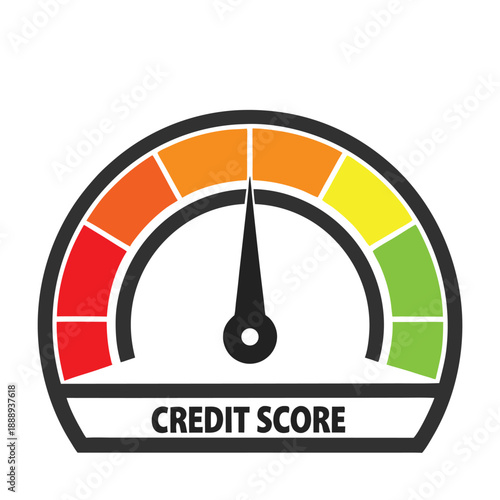 Circular Credit Score Meter with Black Needle Indicating Good Financial Standing and Creditworthiness