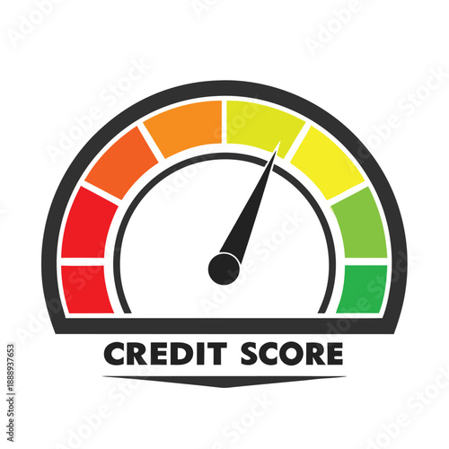 Colorful Credit Score Indicator Gauge Vector for Financial Reports and Personal Banking Information