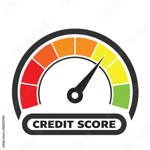 Credit Risk Assessment Gauge Illustration for Banking and Loan Services Monitoring Financial History