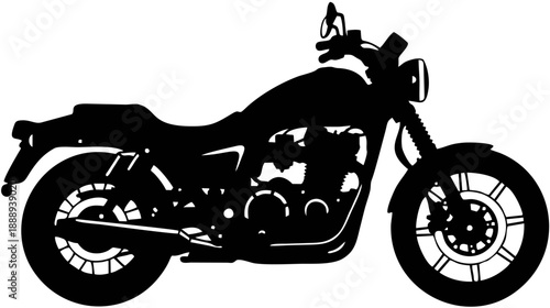 Black Motorcycle Silhouette Side View.