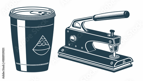 Craft studio heat press tumbler with custom design vector illustration for diy sublimation printing