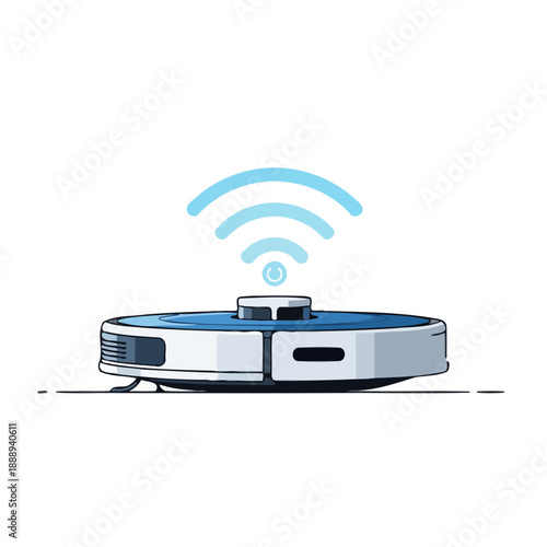 A modern robotic vacuum cleaner with wireless connectivity for smart home cleaning.