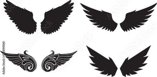 Collection of Angel Wings Silhouettes and Designs for Art and Decor