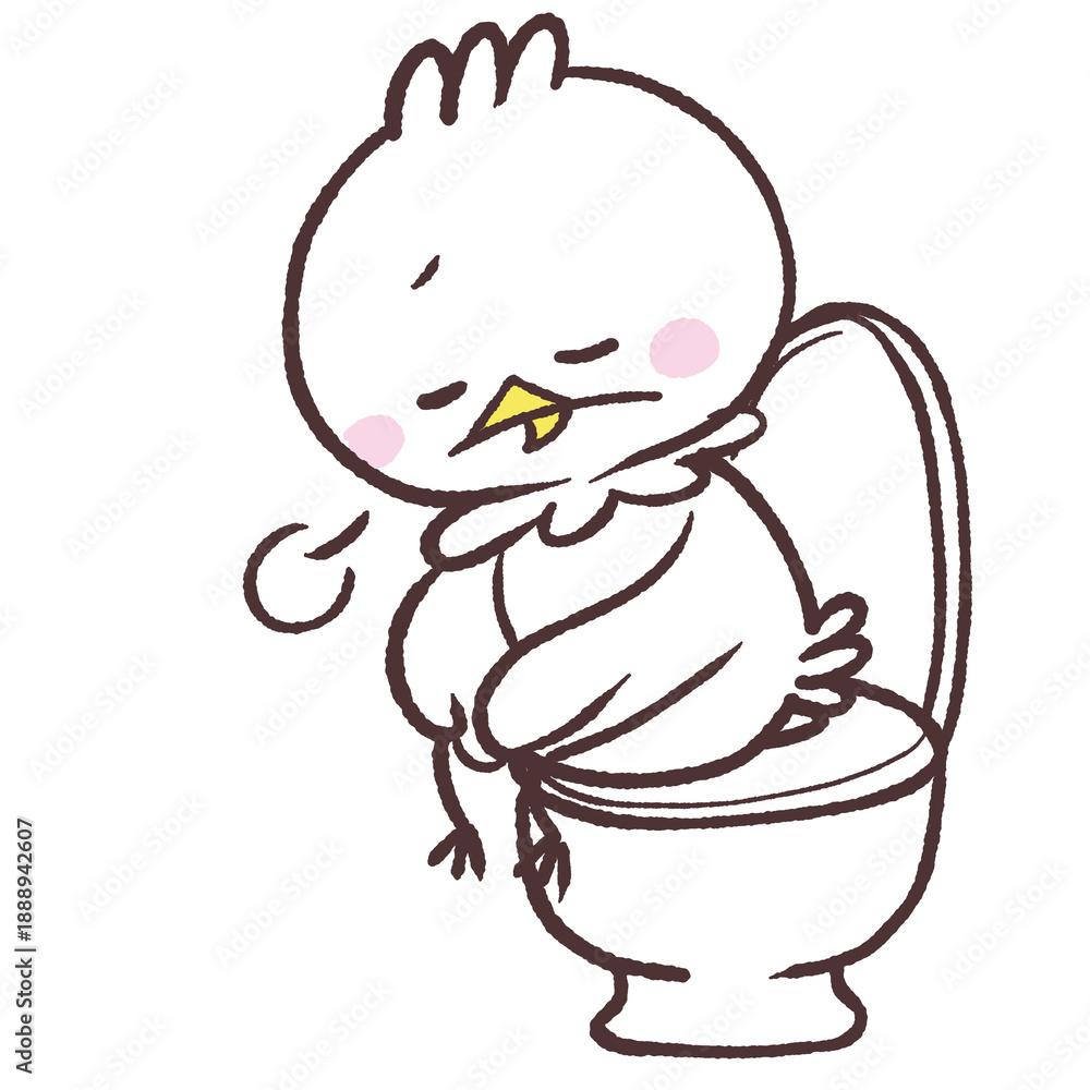 Obraz premium トイレでため息をつく白い鳥のイラスト