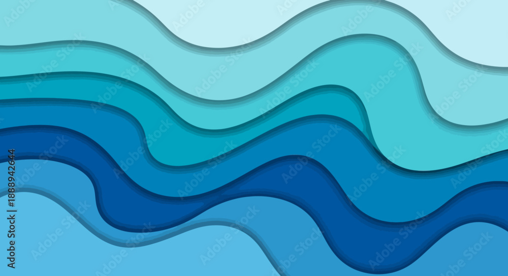 Fototapeta premium Wavy Blue Layers Background
