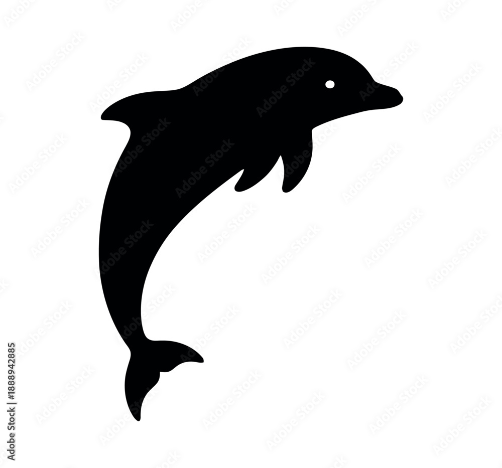 Fototapeta premium Dolphin leaping from water silhouette vector illustration