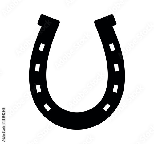 Black horseshoe vector icon isolated on white background symbol of good luck