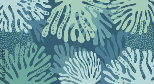 Coral Reef Pattern in Blues and Greens