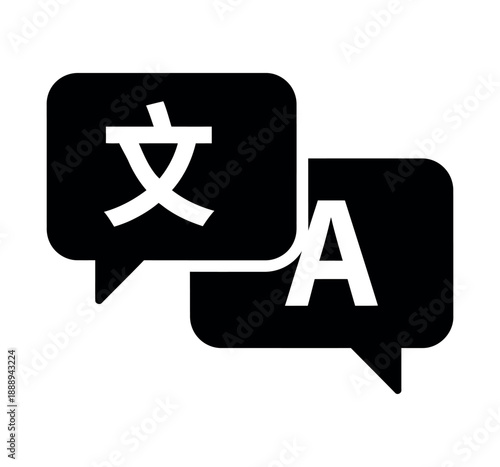 Translation icon with chinese and english characters on speech bubbles
