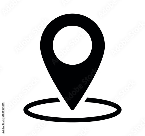 Black map pin location icon vector illustration isolated on white background
