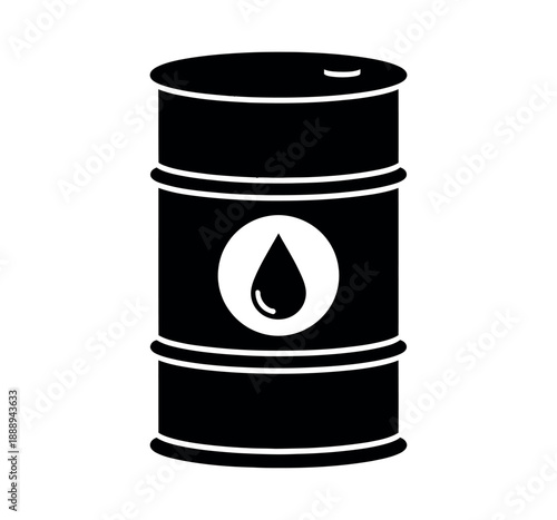 Oil barrel icon black vector symbol for fuel energy and industry