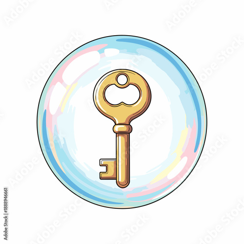 Key in Protective Bubble, Secure Access Vector
