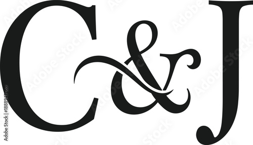 Elegant monogram logo with intertwined C and J letters, classic typography design for branding, wedding, or luxury identity