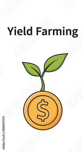 Coin with Dollar Sign and Sprouting Leaves.