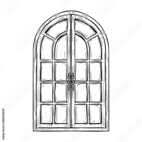 фотографія kate and laurel boldmere windowpane arch mirror vector line art hand drawn illus