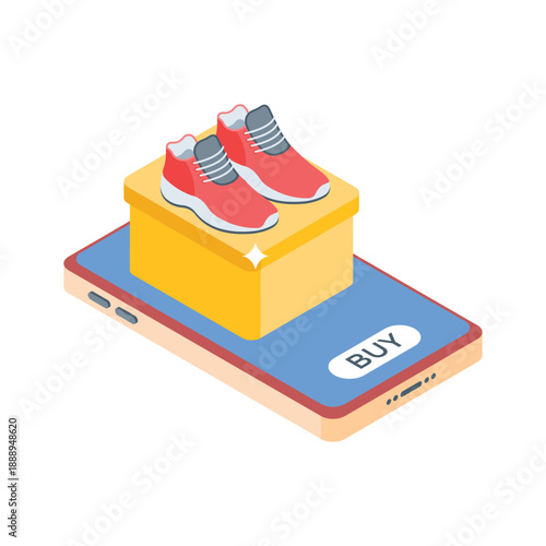 Take a look at this amazing isometric icon of online shoes shopping