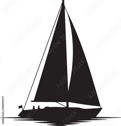Silhouette of a sailboat on the water vector illustration icon design