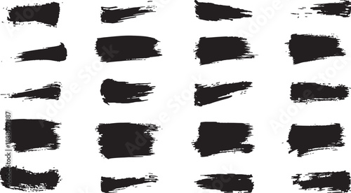 Collection of handdrawn abstract ink splatter brush strokes