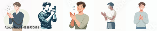 Vector Illustration of a Man Clapping Hands