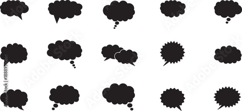 Set of abstract ink splatter shapes isolated on transparent background