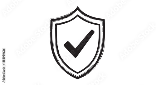 Digital security shield icon with checkmark symbol isolated
