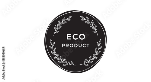 Eco friendly product certification badge with leaf design isolated