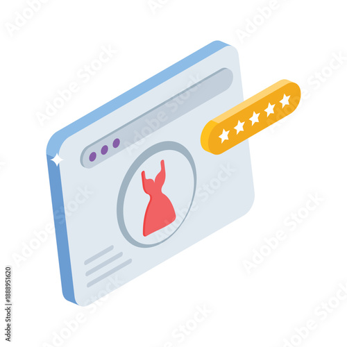 A premium isometric icon showing ecommerce customer rating system.