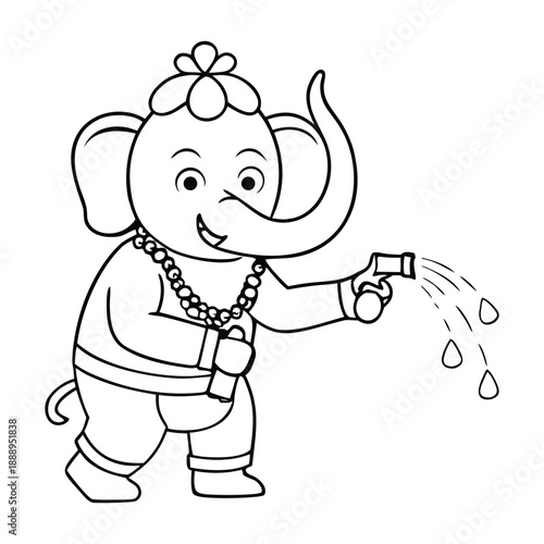 Songkran Festival bursts with joy as water splashes fill the streets, a decorated elephant joins the parade, symbolizing luck, renewal, and Thai New Year traditions alive today!
