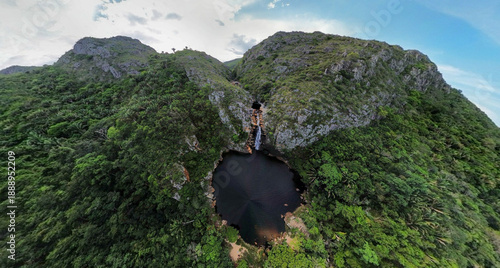 A cachoeira dos Payayás, no município de Saúde, BA, Chapada Diamantina Norte. Brasil