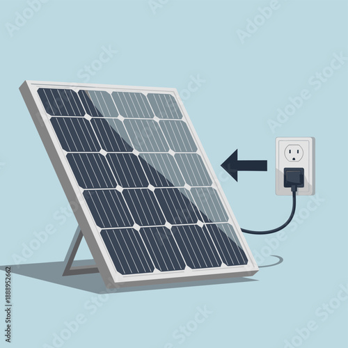 Solar Panel Generating Electricity from Sunlight.