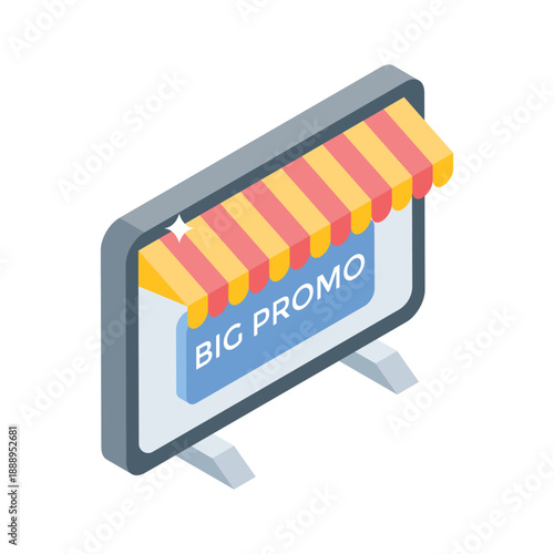 Download this amazing isometric icon of digital billboard in modern style