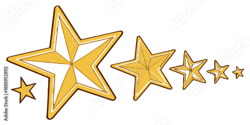 Golden stars in various sizes for rating or decoration purposes easily