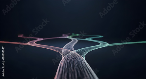 Diverging Glowing Paths Representing Life Choices