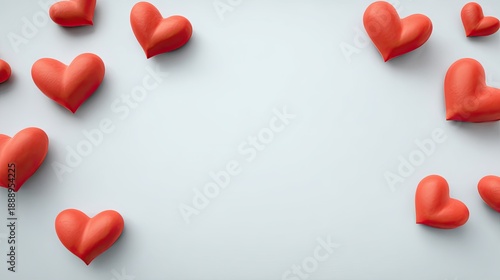 Red Hearts on Light Background for Romantic Themes, Celebrations, and Emotional Expressions, Perfect for Love and Affection Concepts