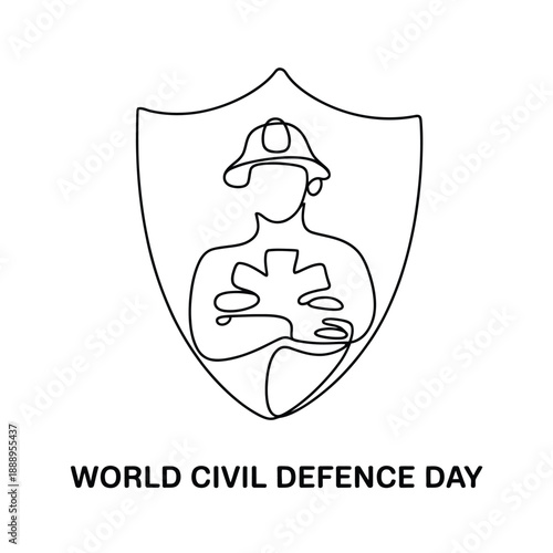 World Civil Defence Day shield icon with first responder and cross emblem