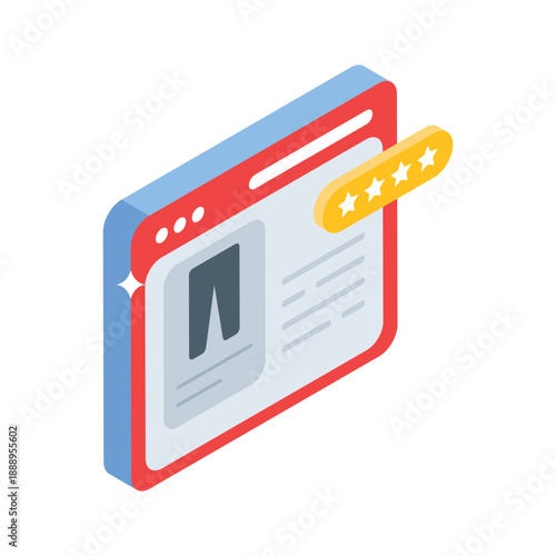 A premium isometric icon showing ecommerce customer rating system.