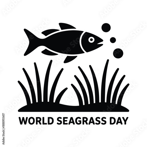 World Seagrass Day illustration with fish and seagrass underwater scene