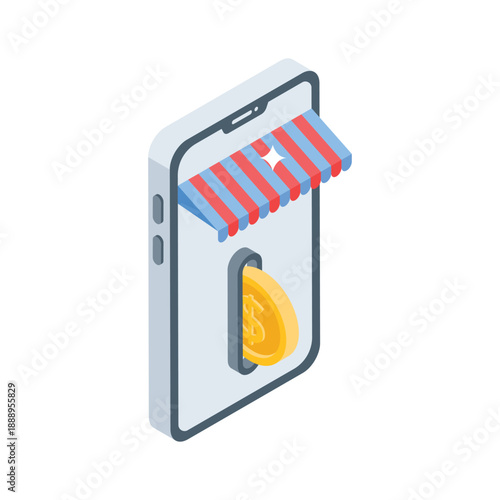 Take a look at this amazing isometric icon of mobile commerce