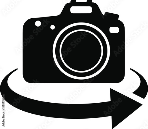 Camera icon with circular arrow for photo recycling or rotation