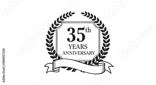 Elegant laurel wreath celebrating thirty five year anniversary milestone