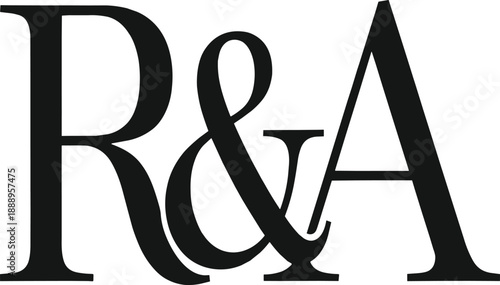 Stylish R and A monogram with elegant ampersand, perfect for wedding invitations, luxury branding, or personalized identity design