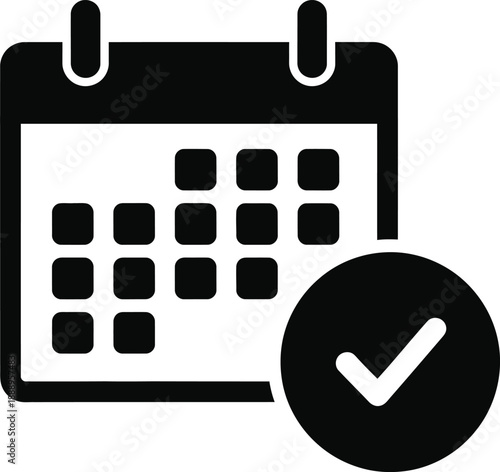 A calendar icon with a checkmark indicating a confirmed or scheduled event