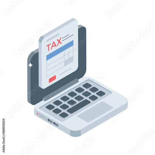 A professional isometric icon illustrating ecommerce tax invoice process