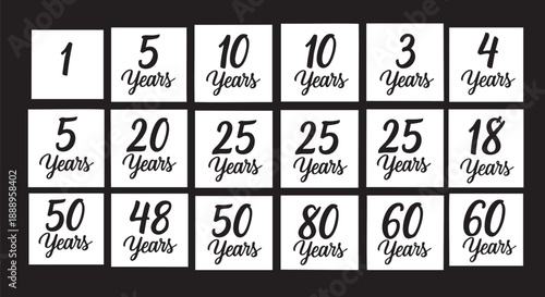 Grid of varying time periods represented in years for planning purposes