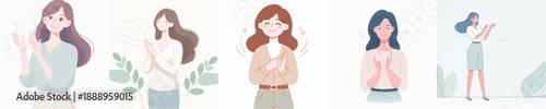 Vector Illustration of a Woman Clapping Hands