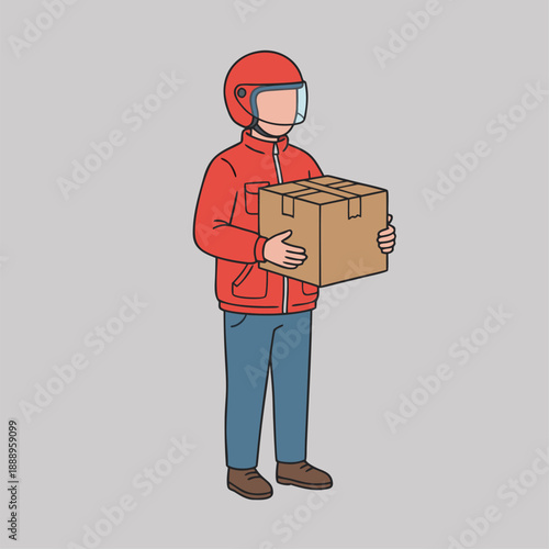 Delivery person holding a package.